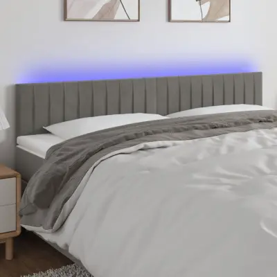 The Living Store LED posteljno vzglavje svetlo sivo 180x5x78/88 cm žamet - LED Vzglavje