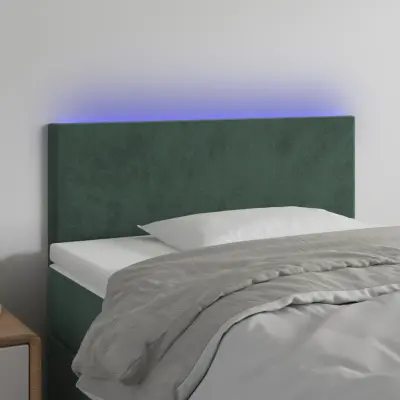 The Living Store LED posteljno vzglavje temno zeleno 90x5x78/88 cm žamet - LED Vzglavje