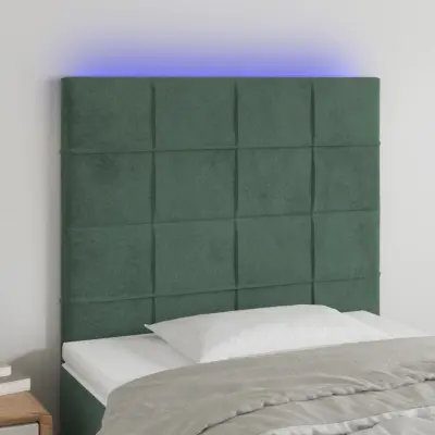 The Living Store LED posteljno vzglavje temno zeleno 80x5x118/128 cm žamet - LED Vzglavje