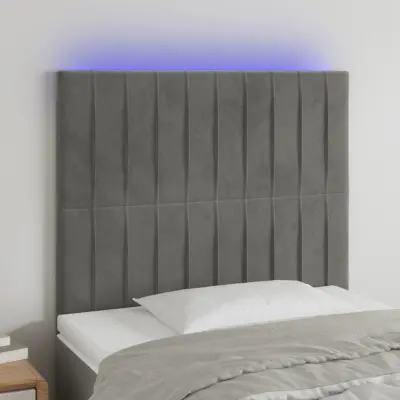 The Living Store LED posteljno vzglavje svetlo sivo 90x5x118/128 cm žamet - LED Vzglavje