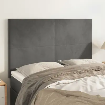 The Living Store Posteljno vzglavje 4 kosa temno siv 72x5x78/88 cm žamet - Vzglavje
