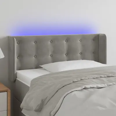 The Living Store LED posteljno vzglavje svetlo sivo 93x16x78/88 cm žamet - LED Vzglavje
