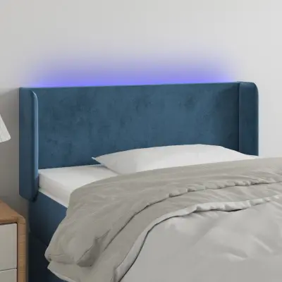 The Living Store LED posteljno vzglavje temno modro 83x16x78/88 cm žamet - LED Vzglavje