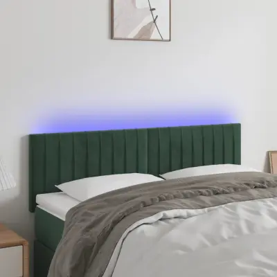 The Living Store LED posteljno vzglavje temno zeleno 144x5x78/88 cm žamet - LED Vzglavje