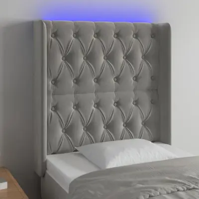 The Living Store LED posteljno vzglavje svetlo sivo 83x16x118/128 cm žamet - LED Vzglavje