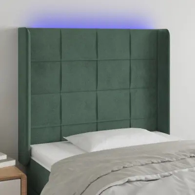 The Living Store LED posteljno vzglavje temno zeleno 83x16x118/128 cm žamet - LED Vzglavje