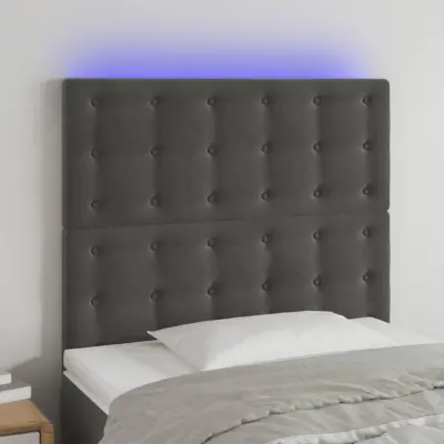 The Living Store LED posteljno vzglavje temno sivo 80x5x118/128 cm žamet - LED Vzglavje