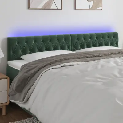 The Living Store LED posteljno vzglavje temno zeleno 180x7x78/88 cm žamet - LED Vzglavje