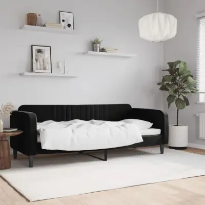 The Living Store Raztegljiva postelja črna 80x200 cm žamet - Raztegljiv Kavč