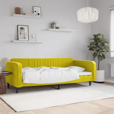 The Living Store Raztegljiva postelja rumena 90x200 cm žamet - Raztegljiv Kavč