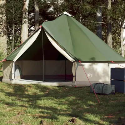 The Living Store Družinski šotor tipi za 6 oseb zelen vodoodporen - Družinski Šotor