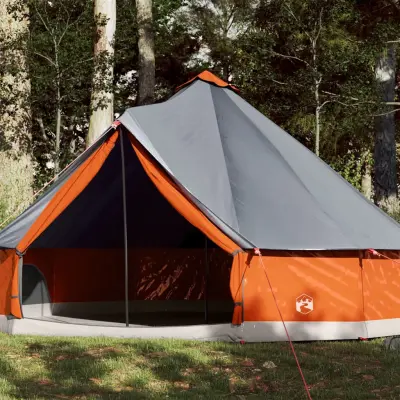 The Living Store Družinski šotor tipi za 12 oseb siv in oranžen vodoodporen - Družinski Šotor