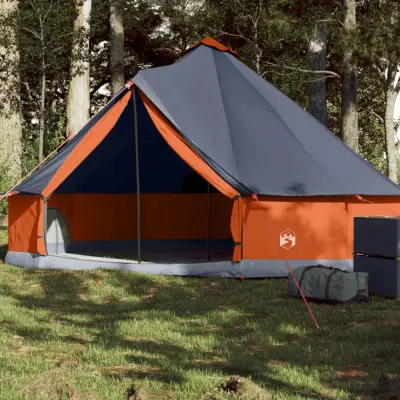 The Living Store Družinski šotor tipi za 6 oseb siv in oranžen vodoodporen - Družinski Šotor