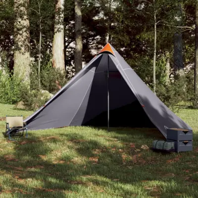 The Living Store Družinski šotor tipi za 7 oseb siv in oranžen vodoodporen - Družinski Šotor