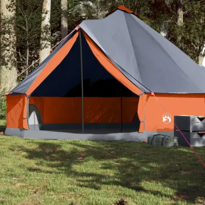 The Living Store Družinski šotor tipi za 8 oseb siv in oranžen vodoodporen - Družinski Šotor