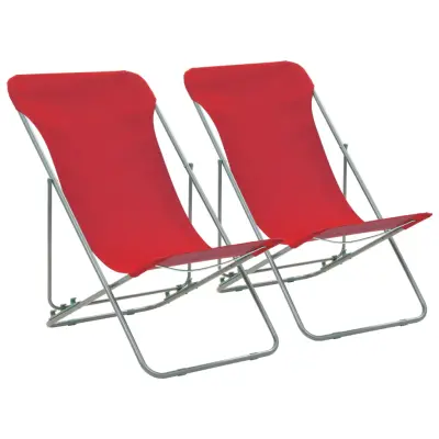 The Living Store Zložljivi stoli za na plažo 2 kosa jeklo in oksford blago rdeči - Stol Za Na Plažo