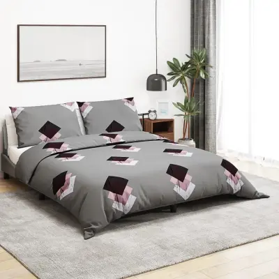 The Living Store Posteljnina siva 225x220 cm bombaž - Komplet Prevlek Za Odejo
