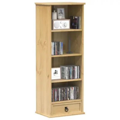 The Living Store CD omarica Corona 40x30x110 cm trdna borovina - Omarica Za CD-je