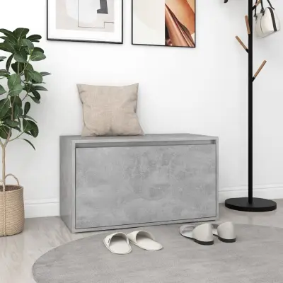 The Living Store Klop za hodnik 80x40x45 cm betonsko siva iverna plošča - Klop