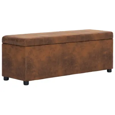 The Living Store Klop s prostorom za shranjevanje 116 cm rjavo umetno usnje - Klop