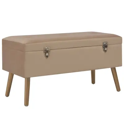 The Living Store Klop s prostorom za shranjevanje 80 cm bež žamet - Klop