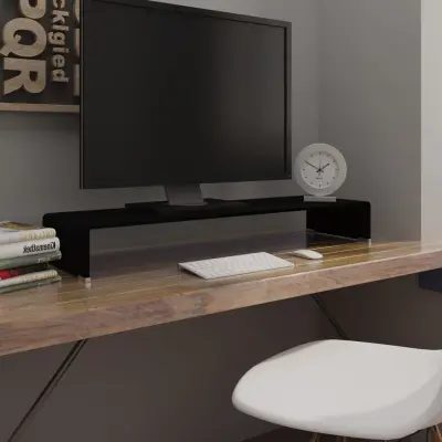 The Living Store Stojalo za TV / ekran stekleno črno 100x30x13 cm - TV Stojalo