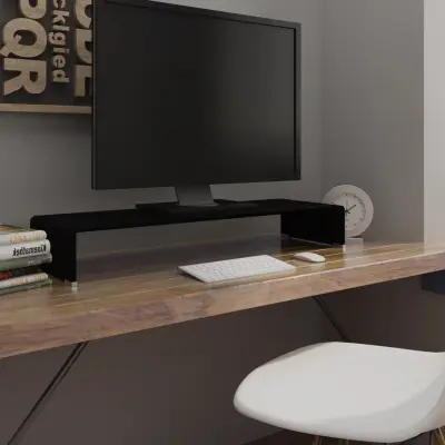 The Living Store Stojalo za TV / ekran stekleno črno 90x30x13 cm - TV Stojalo