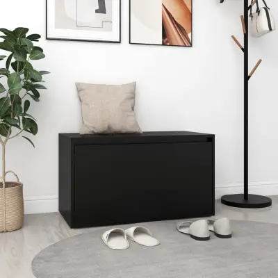 The Living Store Klop za hodnik 80x40x45 cm črna iverna plošča - Klop