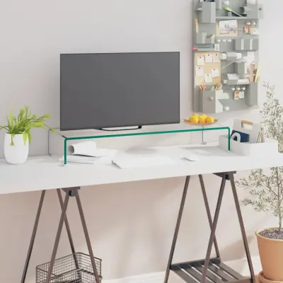 The Living Store Stojalo za TV / ekran stekleno prozorno 90x30x13 cm - TV Stojalo