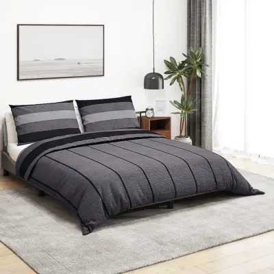 The Living Store Posteljnina temno sivo 200x200 cm bombaž - Komplet Prevlek Za Odejo