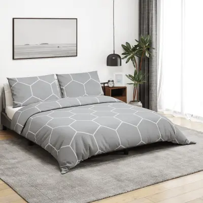 The Living Store Posteljnina siva 200x220 cm bombaž - Komplet Prevlek Za Odejo