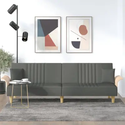 The Living Store Raztegljiv kavč z naslonjali za roke temno sivo blago - Raztegljiv Kavč