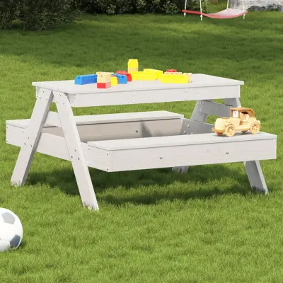 The Living Store Piknik miza za otroke bela 88x97x52 cm trdna borovina - Piknik Miza