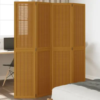 The Living Store Paravan 4-delni rjav trden les pavlovnije - Pregrada Za Prostor