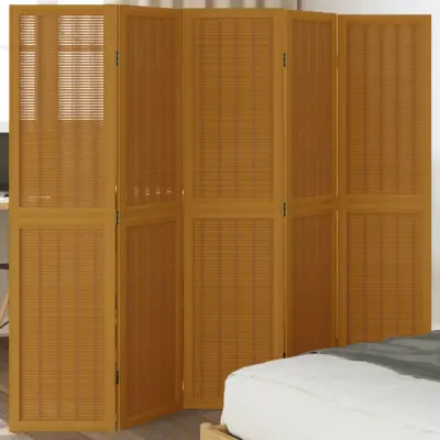 The Living Store Paravan 5-delni rjav trden les pavlovnije - Pregrada Za Prostor