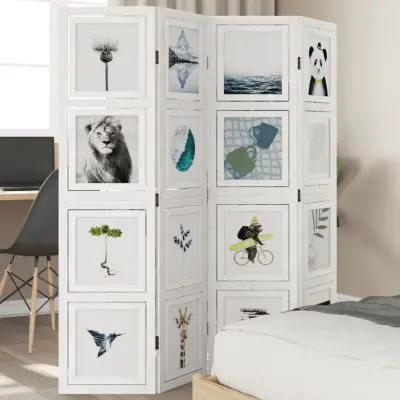 The Living Store Paravan 4-delni bel trden les pavlovnije - Pregrada Za Prostor