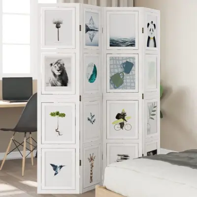 The Living Store Paravan 4-delni bel trden les pavlovnije - Pregrada Za Prostor