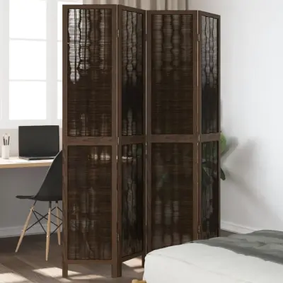 The Living Store Paravan 4-delni temno rjav trden les pavlovnije - Pregrada Za Prostor
