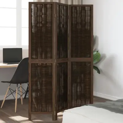 The Living Store Paravan 3-delni temno rjav trden les pavlovnije - Pregrada Za Prostor