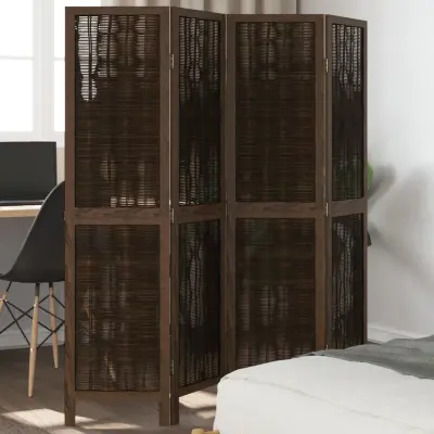 The Living Store Paravan 4-delni temno rjav trden les pavlovnije - Pregrada Za Prostor