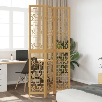 The Living Store Paravan 3-delni rjav trden les pavlovnije - Pregrada Za Prostor