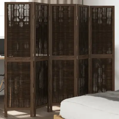 The Living Store Paravan 5-delni temno rjav trden les pavlovnije - Pregrada Za Prostor