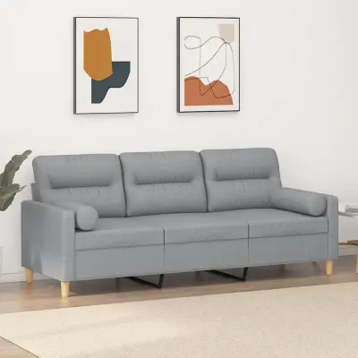 The Living Store Kavč trosed z blazinami svetlo siv 180 cm blago - Trosed