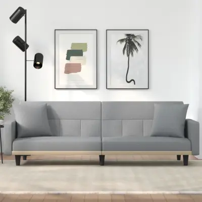 The Living Store Raztegljiv kavč z blazinami svetlo sivo blago - Raztegljiv Kavč