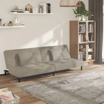 The Living Store Kavč dvosed z ležiščem in dvema blazinama svetlo siv žamet - Raztegljiv Kavč