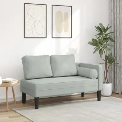 The Living Store Počivalnik z blazinami svetlo siv žamet - Počivalnik