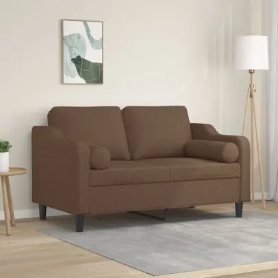 The Living Store Kavč dvosed z blazinami rjav 120 cm blago - Kavč Dvosed