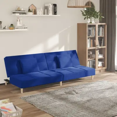 The Living Store Kavč dvosed z ležiščem in dvema blazinama modro blago - Raztegljiv Kavč