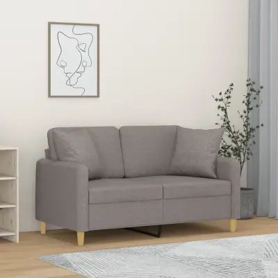 The Living Store Kavč dvosed z blazinami svetlo siv 120 cm blago - Kavč Dvosed