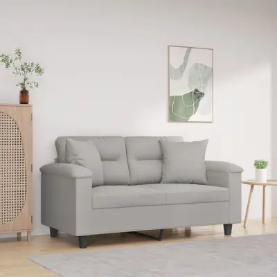 The Living Store Kavč dvosed z blazinami sv. siv 120 cm tkanina iz mikrovlaken - Dvosed